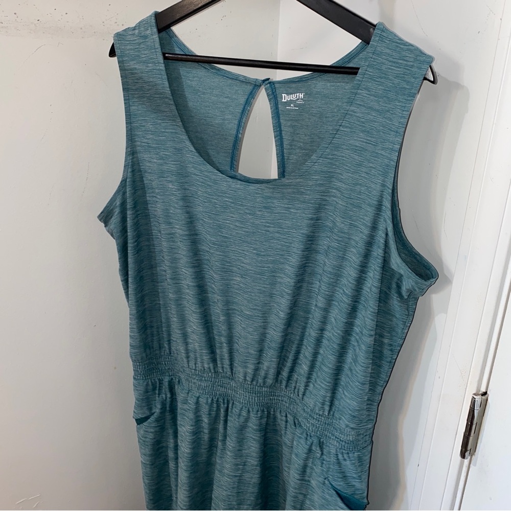 Duluth Trading Co Teal Blue Sleeveless Mini Dress - Picture 2 of 9